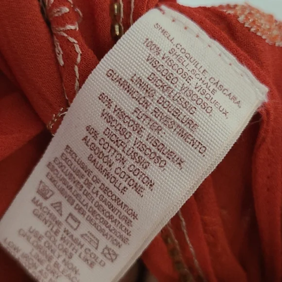 Free People Orange V neck  Peplum Blouse  sz XS - Picture 8 of 8